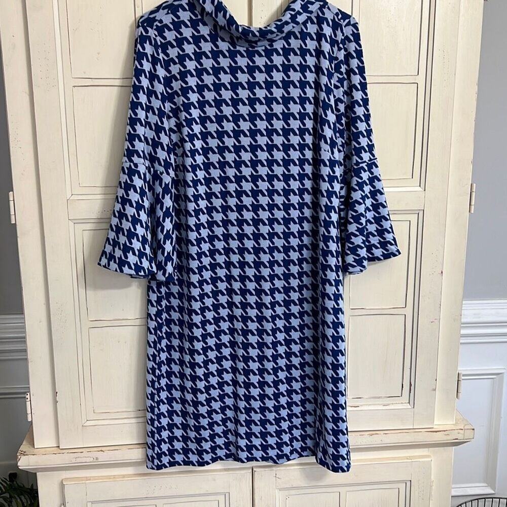NWT Tyler Boe size large blue houndstooth check dress
